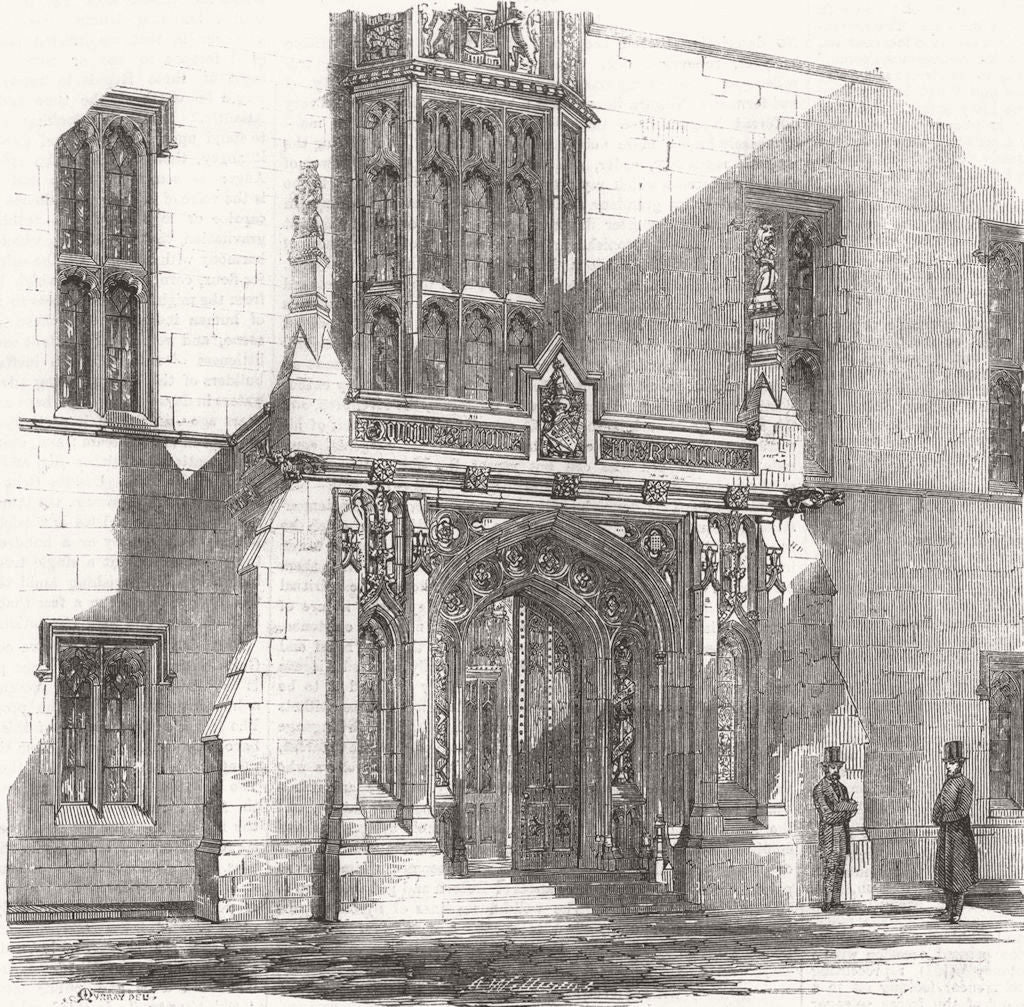 LONDON. Westminster. Speaker's residence porch 1859 old antique print picture